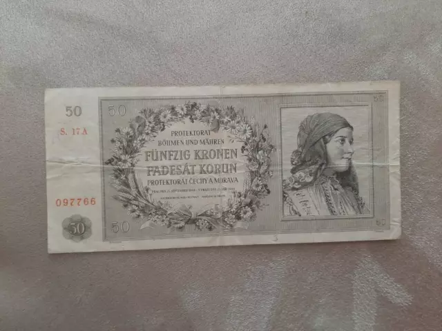 50 Krone Bohemia Protectorat Nice  Shape No Reserve