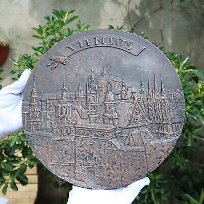 Lithuania - Vilnius City Huge Wall Decor Coppered cast iron Medal bas-relief