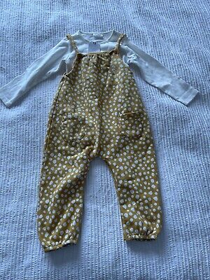 Lovely Next BNWT Yellow Dungarees & Top Set Age 1.5-2 years Girls