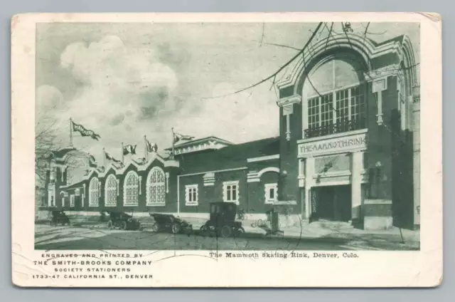 Mammoth Roller Skating Rink DENVER Colorado Rare Antique Postcard 1908