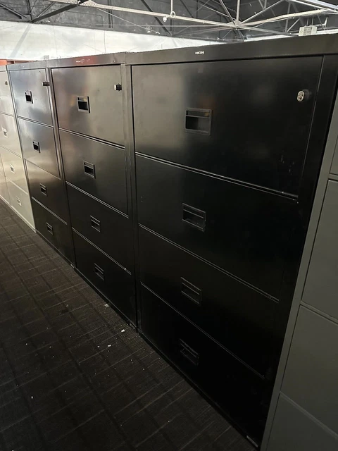 4 DR Lateral Fire Proof File Cabinet by HON in Black Finish
