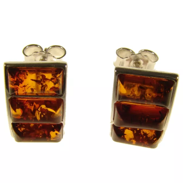 Baltic Amber Sterling Silver 925 Ladies Designer Stud Earrings Jewellery Jewelry