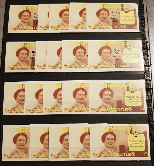 Holy Island Scotland Queen Elizabeth Lot 10 +10 Mini Blocks Overprint Mnh