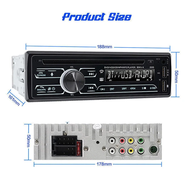 12V Single DIN USB Car Stereo DVD CD Player Radio Audio Fast Charging Bluetooth