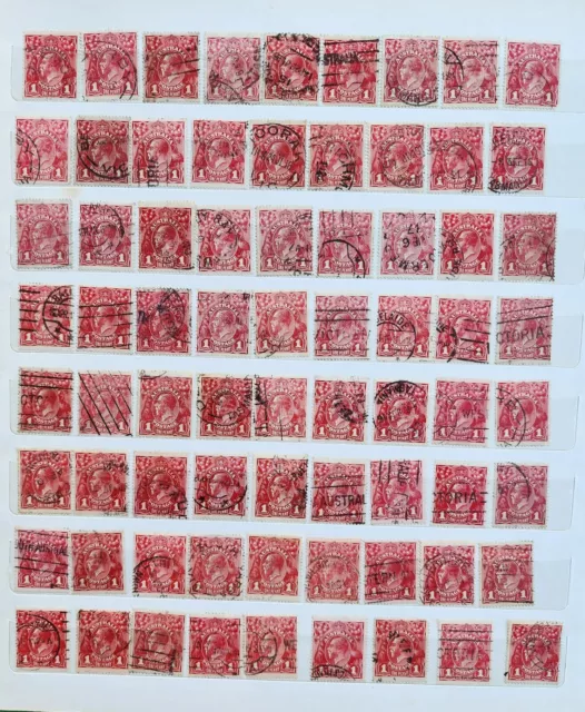 Australia KGV Head 1d Red Postmark interest Used *Price for 1 stamp*