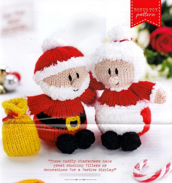 PATRÓN DE TEJIDO JUGUETE DE NAVIDAD 12 cm de altura SANTA & MRS CLAUS CUDDLY DK LKM M11A