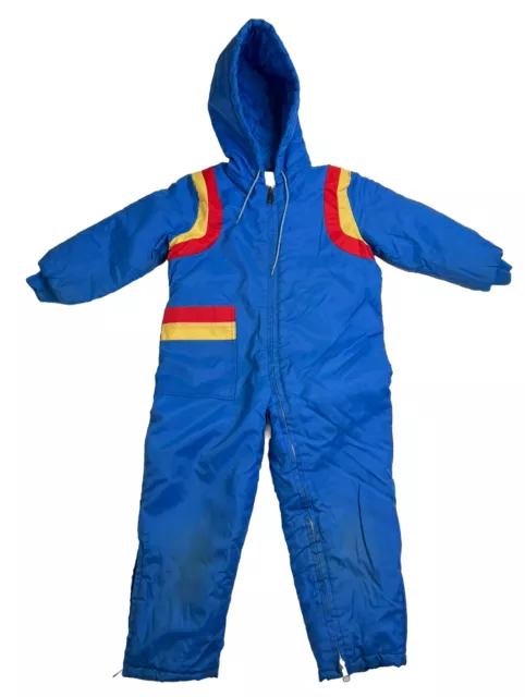 Vtg 70s 80s Kids Sears Hooded Snowmobile Ski Winter Snow Suit Coveralls Size 5