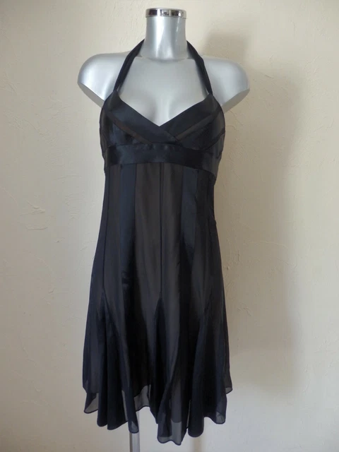 Robe Zara En Soie Noire Et Blanche - Taille S 36/38 - Style Slip Dress - Occasion Très Bon état
