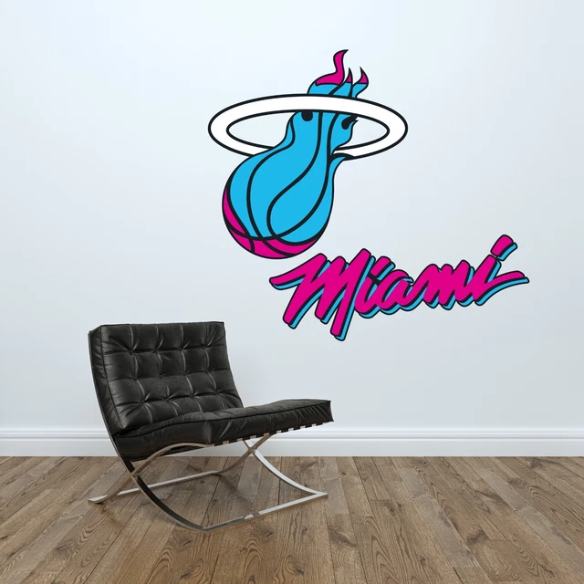 MIAMI HEAT LOGO Wall Decal Vice Nights NBA Basketball Decor Sport Vinyl