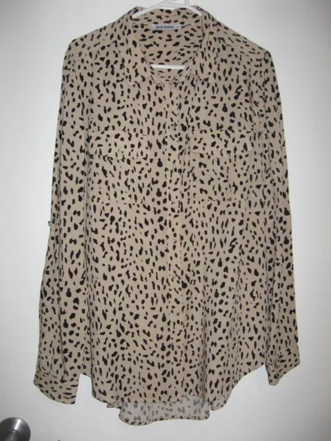 Just Jeans Long Sleeve Animal Print Button Up Collared Tunic Top Size 12