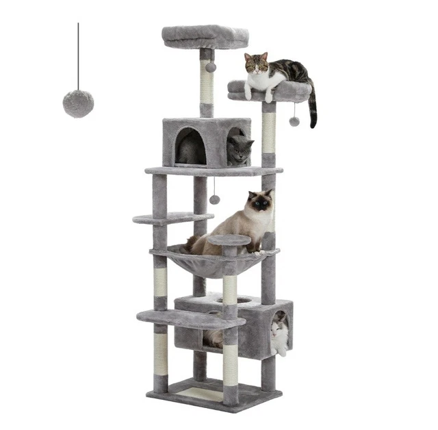 Curated visual reference: Wide Cat Scratching Tower With Scratchin Pads Reference: Pawz Road Large Cat Tree Tower With Big Condo Hammock