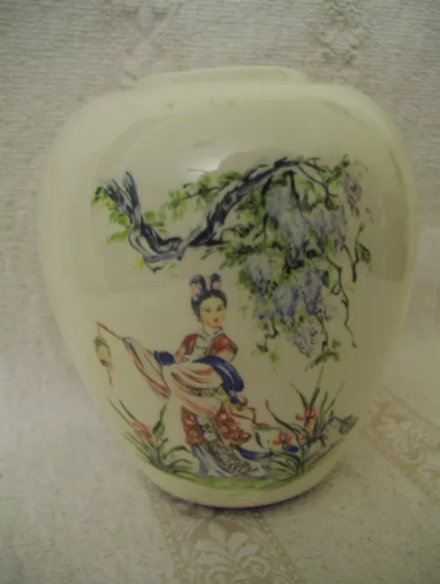 VINTAGE "TERESA" 1986  Hand Made Floral Chinese Oriental JAR URN FLOWER VASE Pot