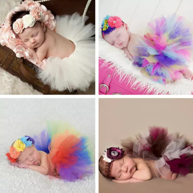 Baby Girl Newborn Photo Costume Photography Prop Outfit Tutu Skirt Headband 0-1M