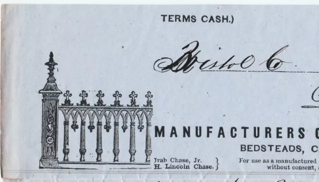 Ornamental Iron Railing Fence Boston MA   1854 RARE Billhead - Chase Brothers - 2