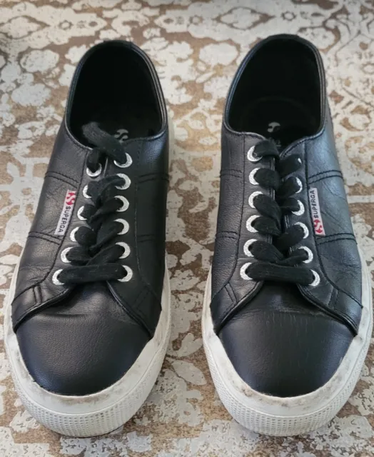 Superga 2750 Cotu Classic Black Canvas Sneakers Shoes Womens Size 39 US W8, M6.5