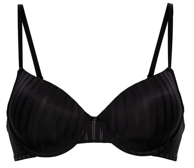 Damen-BH mit Nadelstreifen-Muster mit Bügel schwarz GR.85C  NEU mit Etikett