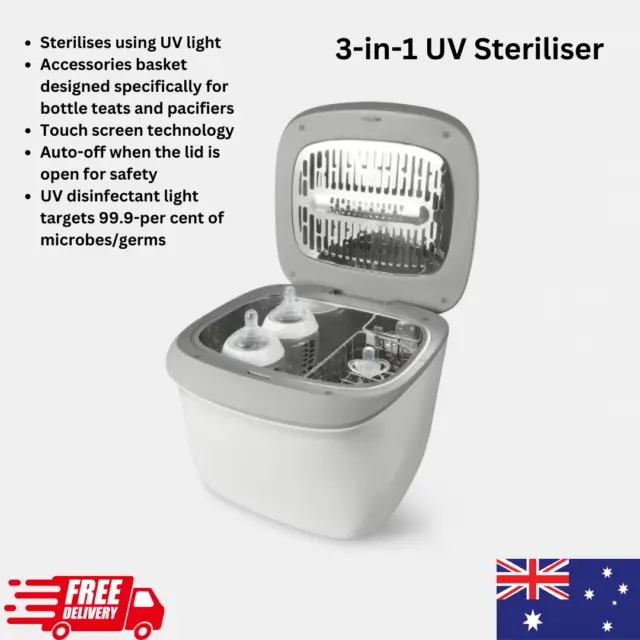 3-in-1 UV Steriliser Baby Pacifier Bottles Dryer Disinfect Breast Milk Pump Dish