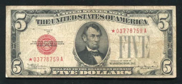 Fr. 1527 1928-B $5 Five Dollars *Star* Legal Tender United States Note 
