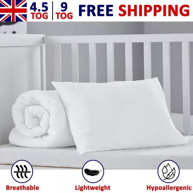 Anti Allergy Toddler Baby Cot Bed Quilt Duvet And Pillow Set 4.5, 7.5 And 9 TOG