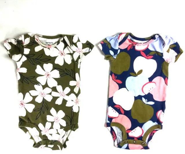 2pc Baby Girl Clothes Lot Carter's 9 Months Short Sleeve Bodysuit Outfit Set