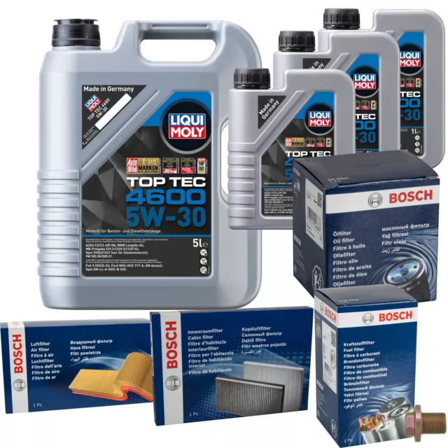 Bosch Inspektionspake 8 L Liqui Moly Top Tec 4600 5W-30 pour Saab 900 II 9-3