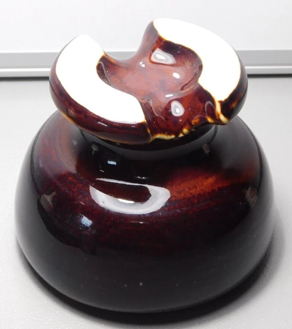 Large Pinco Brown Ceramic Threaded Pole Insulator Weighs 2 lbs and 11oz