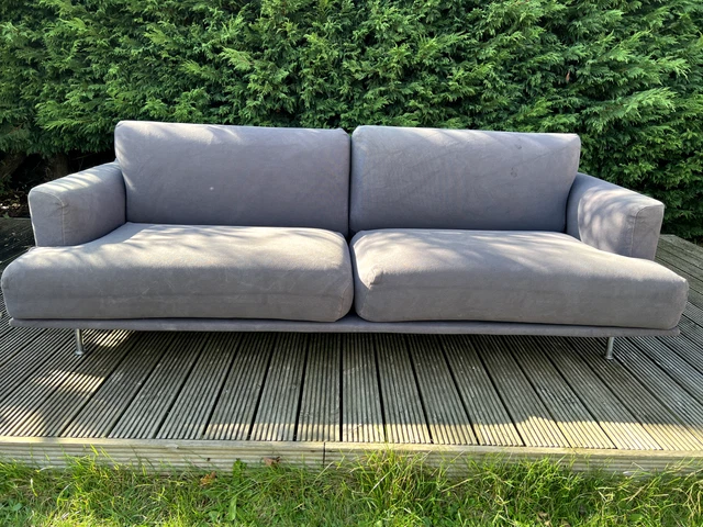 Cassina 253 Nest grey three-seater Italian sofa designer Piero Lissoni chrome