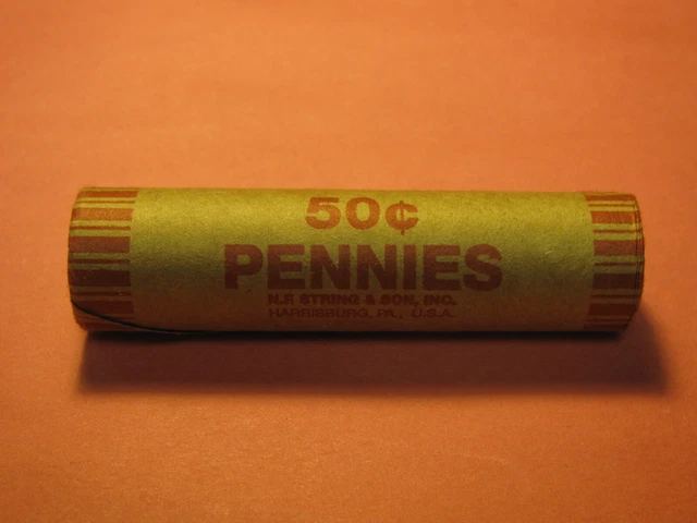 Sealed Wheat/Indian Penny Roll With 1853 Dime & Rev Copper Nickel Ih Ends
