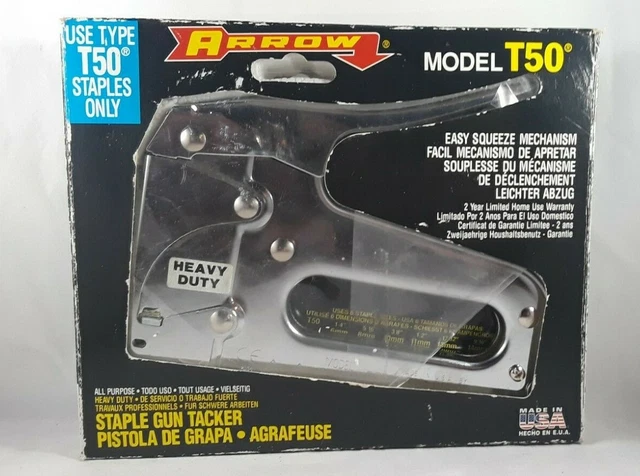 PISTOLA DE GRAPA PLANA de alta resistencia flecha sujetador multiuso T50 vintage