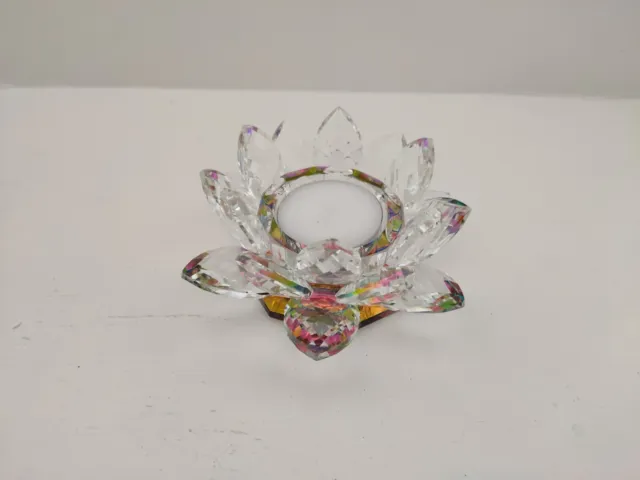 Glass Crystal Lotus Flower Tea Light Holder 2
