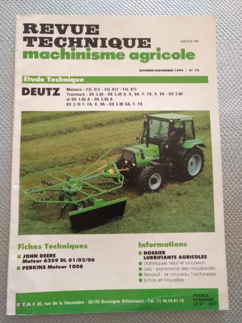 Revue Technique Tracteur Deutz Dx 3.30 3.50 3.60 3.65 3.70 3.90 A S Sa F Fa V Va