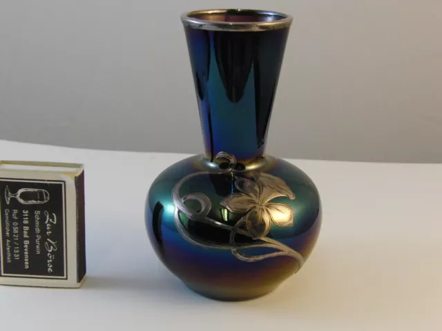 Vase irisierend mit Silveroverlay  Art Deco orig Zustand wohl Loetz u 1920