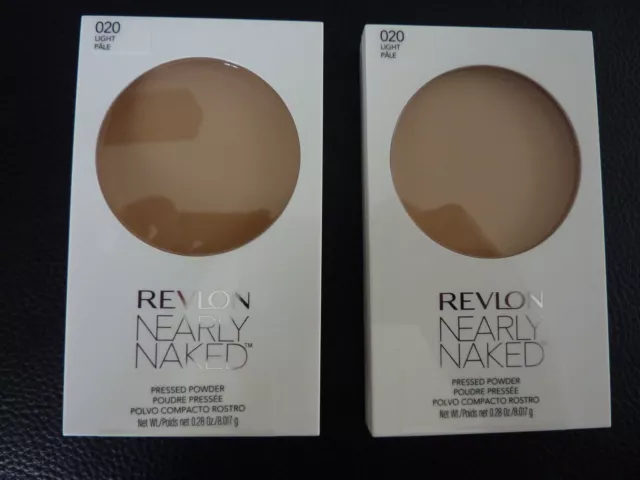 Revlon Nearly Naked Pressed Powder - LIGHT # 020 - TWO - Both Brand New /Sealed