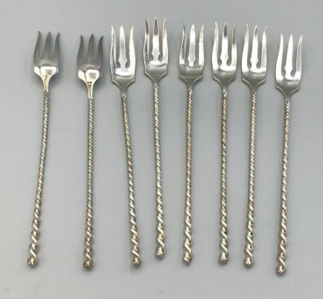 Twist by Towle #127  group of 8 Cocktail Forks 6" , Sterling Silver