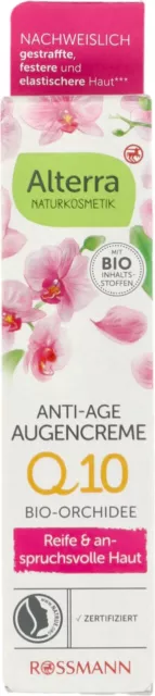 Alterra Anti Aging Q10 Augencreme mit Bio Orchidee Macadamia Arganöl Vanille