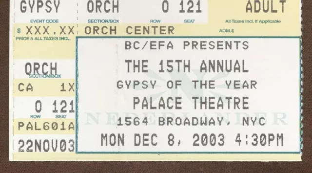 15th Annual -  Palace Theatre Program - Gypsy of the Year - With Ticket Aids 2