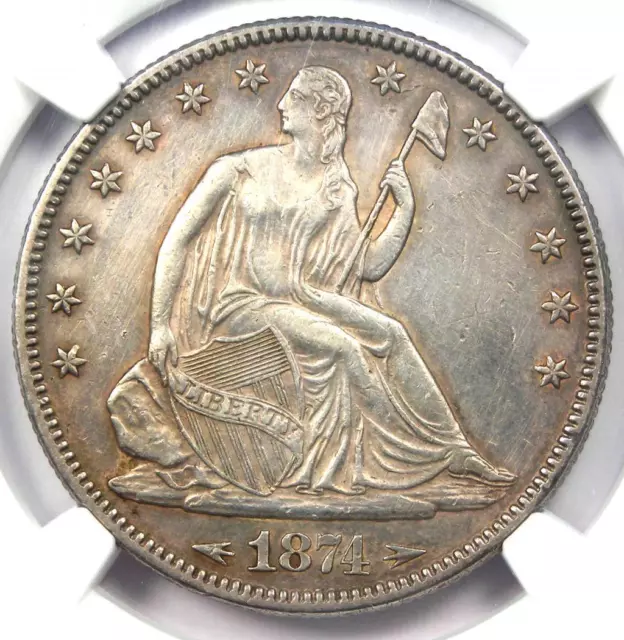 1874 Arrows Seated Liberty Half Dollar 50C Coin - Certified NGC AU Details
