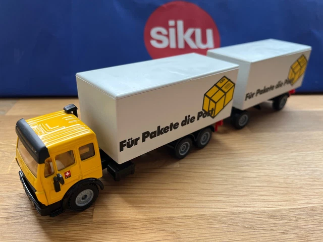 Siku 3421 LKW-Zug mit Koffer Auslandsmodell Schweiz * Für Pakete die Post *
