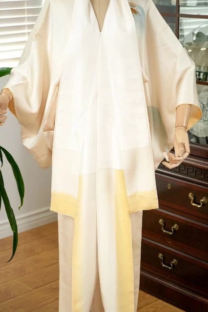 Dear Vanilla Japanese Silk Kimono Women's Robe Gown Authentic Japan Vintage Mint 7