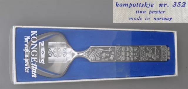 Konge Tinn Norway Zinn Pewter Wikinger-Dekor - Kompottlöffel, Vorleger Nr. 352 2