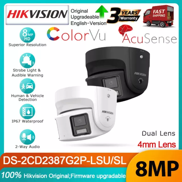 Hikvision 8MP ColorVu 180° Dual lens Panoramic IP Camera DS-2CD2387G2P-LSU/SL