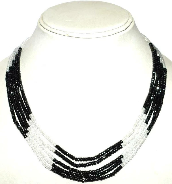 14"-20"inch Necklace White Black Cubic Zirconia Rondelle 3mm Gemstone Beads