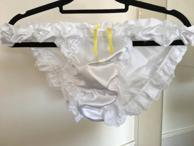 Amazing White Satin Sissy Panties size xxl