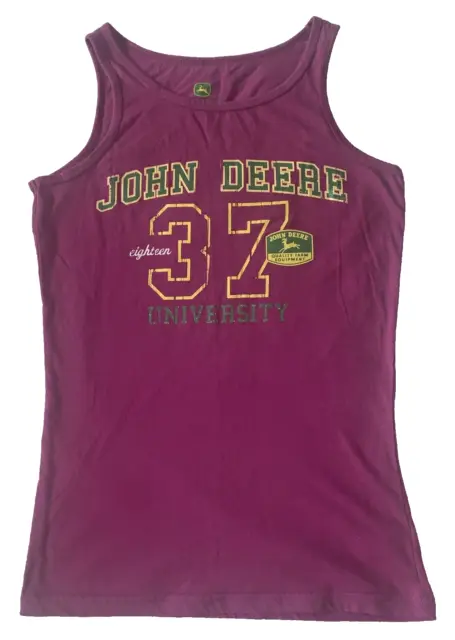JOHN DEERE UNIVERSITY Tank Top Juniors M dark Pink sleeveless shapely ...
