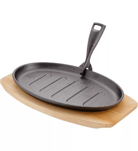 Judge - JST70 Black Cast Iron Dishwasher Safe Sizzle & Serve 26x17cm Platter