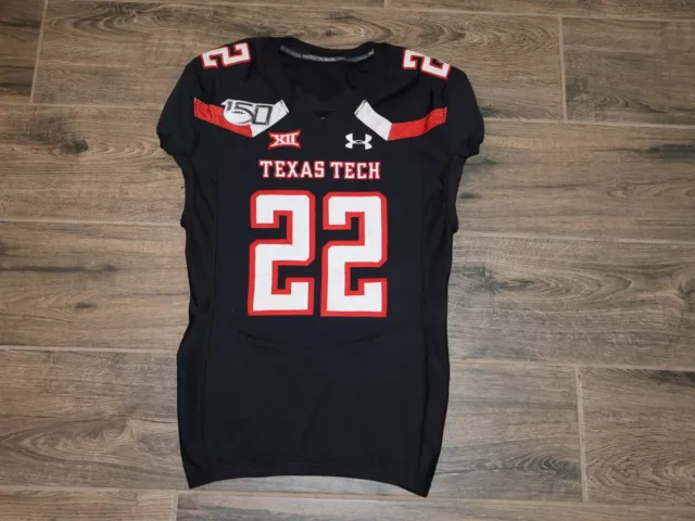 Texas Tech Red Raiders Game Used NCAA Jersey Under Armour 44 #22 2017 Black Rare