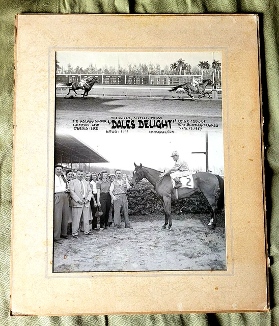 horse racing HIALEAH PARK RACE TRACK original vtgn 1957 PHOTO "Dale's Delight"
