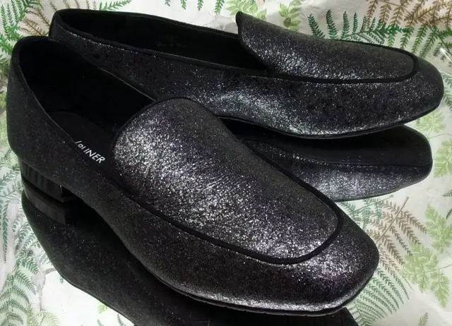 Donald J Pliner Honey Black Leather Loafers Slip Ons Flats Shoes Womens Sz 6 M
