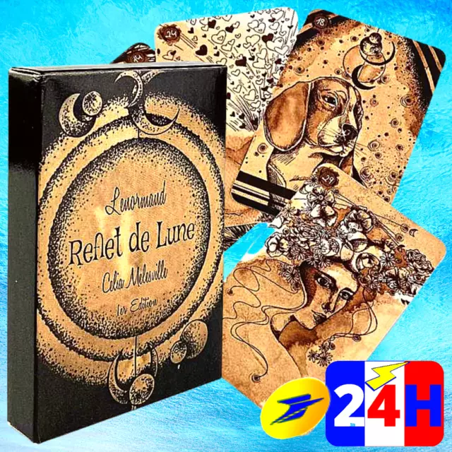 ORACLE Lenormand REFLET de LUNE 40 Cartes Messages Divination-Celi Melesville FR