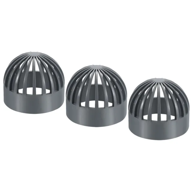 3Pcs 4" Atrium Grate Cover Round Outdoor UPVC Sewer Drain Pipe Fitting Gray